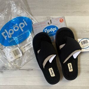 Floopi womens Rachel Thong Slipper comfort yoga flip‎ flop sandles 10 blk NWT